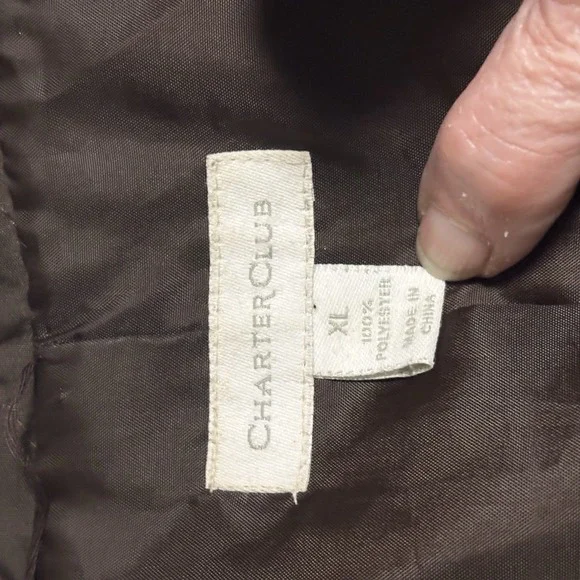 Charter Club Quilted Women's Jacket - Size XL Brown - Picture 6 of 7